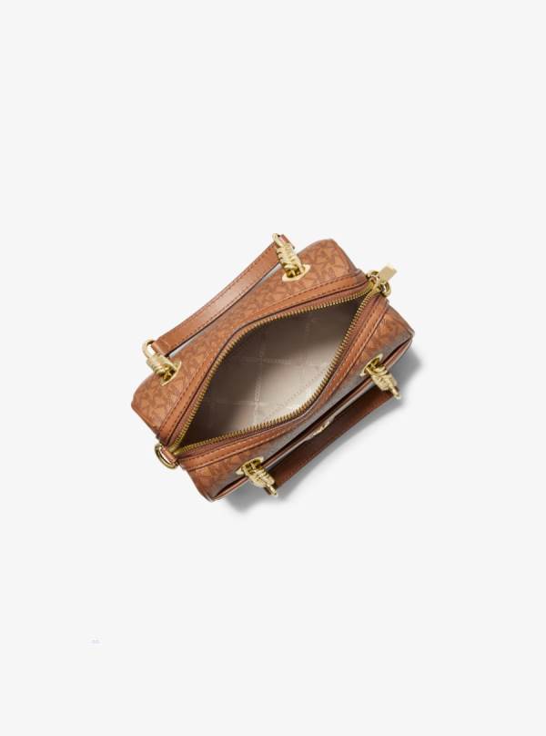 Damske Satchel Taske Michael Kors Blaire Extra-Small Logo Hnede - Kabelky Michael Kors Sleva | GUFDN-7893